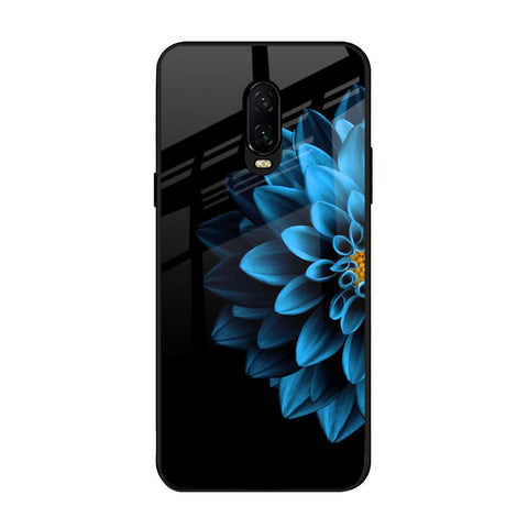 Half Blue Flower OnePlus 6T Glass Back Cover Online