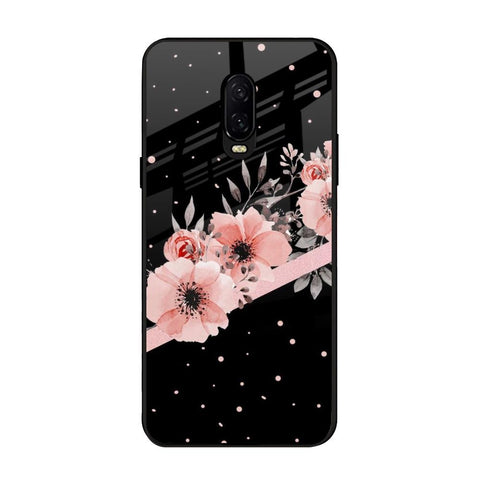 Floral Black Band OnePlus 6T Glass Back Cover Online