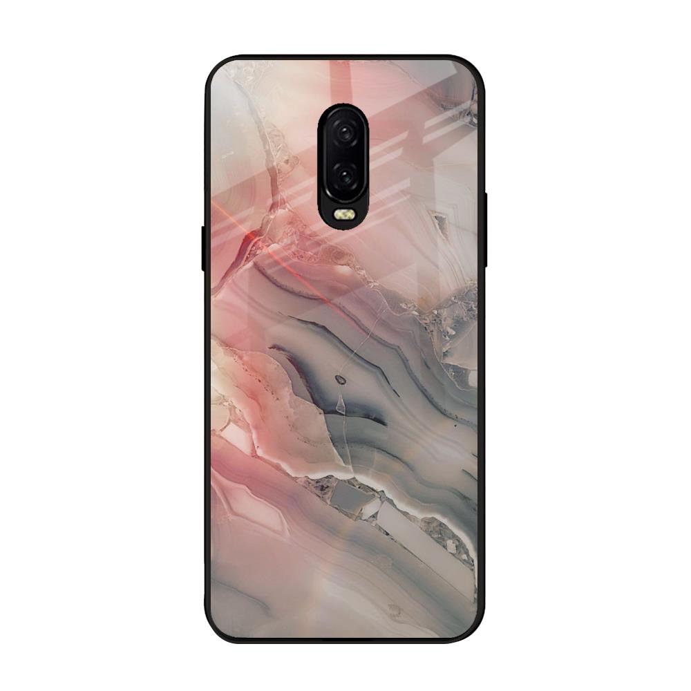 Pink And Grey Marble OnePlus 6T Glass Back Cover Online