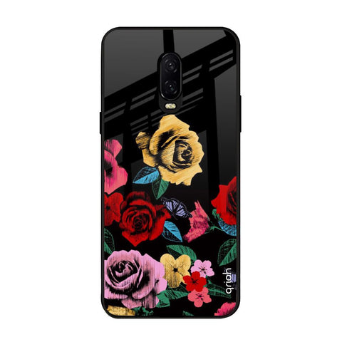 Floral Decorative OnePlus 6T Glass Back Cover Online