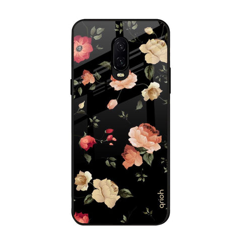 Black Spring Floral OnePlus 6T Glass Back Cover Online