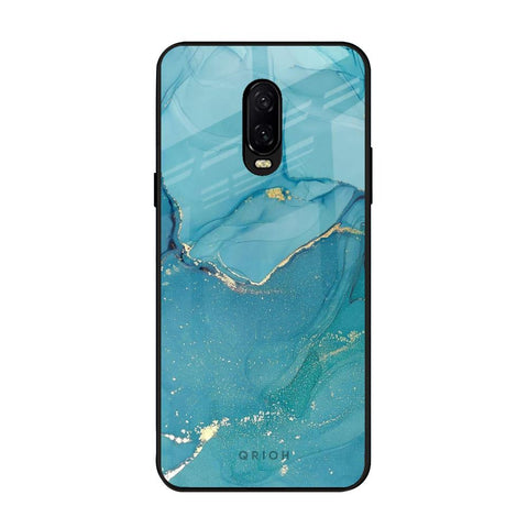 Blue Golden Glitter OnePlus 6T Glass Back Cover Online