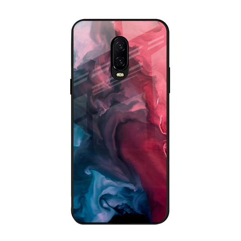 Blue & Red Smoke OnePlus 6T Glass Back Cover Online