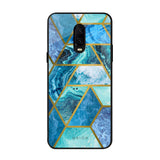 Turquoise Geometrical Marble OnePlus 6T Glass Back Cover Online