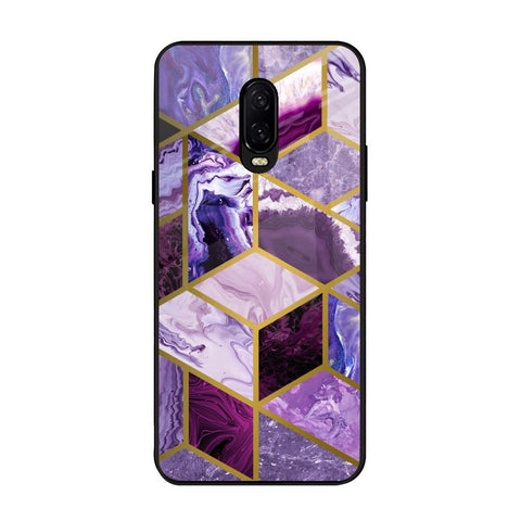 Purple Rhombus Marble OnePlus 6T Glass Back Cover Online