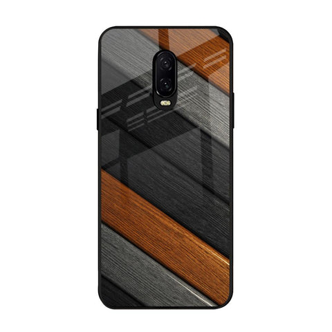 Tri Color Wood OnePlus 6T Glass Back Cover Online