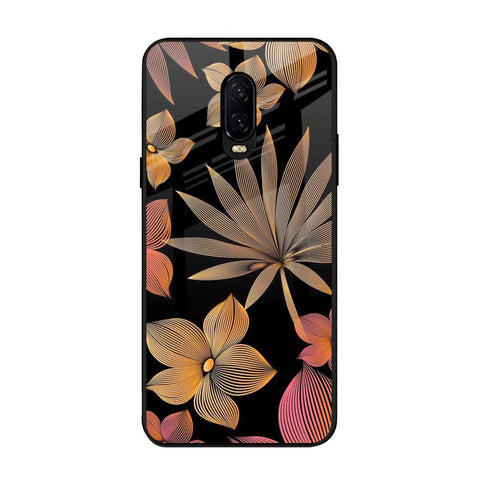Lines Pattern Flowers OnePlus 6T Glass Back Cover Online