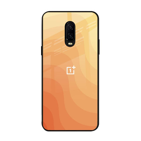 Orange Curve Pattern OnePlus 6T Glass Back Cover Online