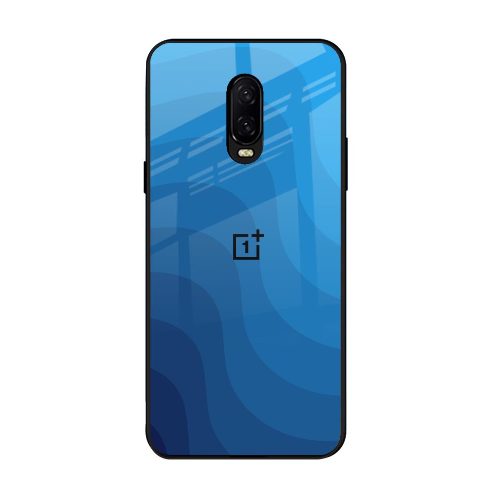 Blue Wave Abstract OnePlus 6T Glass Back Cover Online