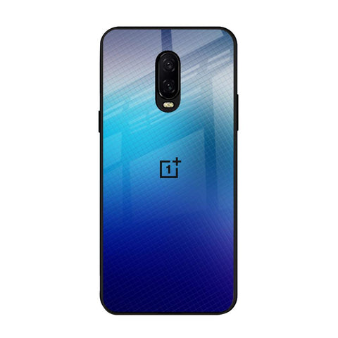 Blue Rhombus Pattern OnePlus 6T Glass Back Cover Online