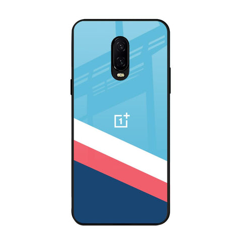 Pink & White Stripes OnePlus 6T Glass Back Cover Online
