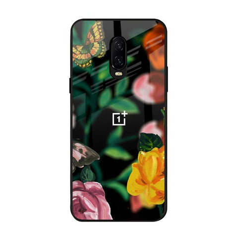 Flowers & Butterfly OnePlus 6T Glass Back Cover Online