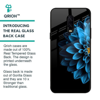 Half Blue Flower Glass Case for OnePlus 6T