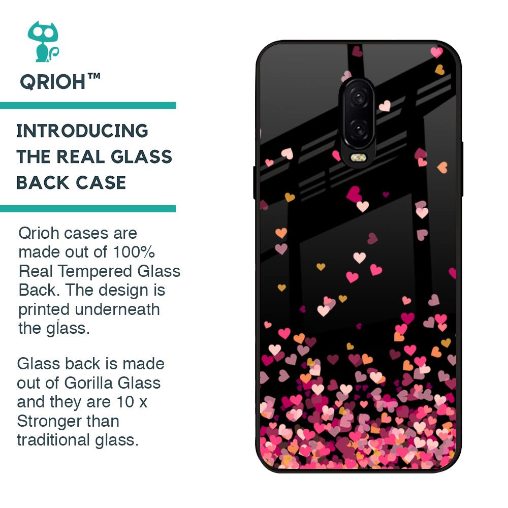 Heart Rain Fall Glass Case For OnePlus 6T