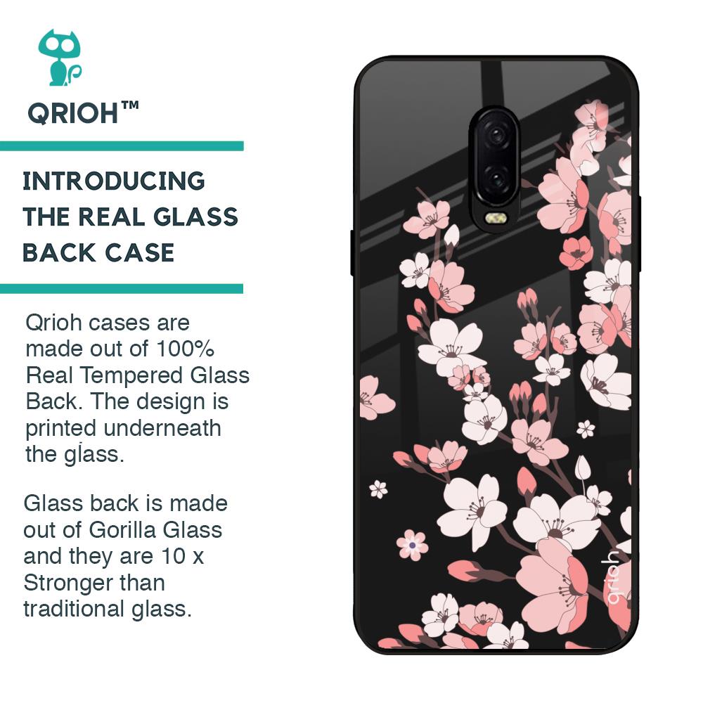 Black Cherry Blossom Glass Case for OnePlus 6T