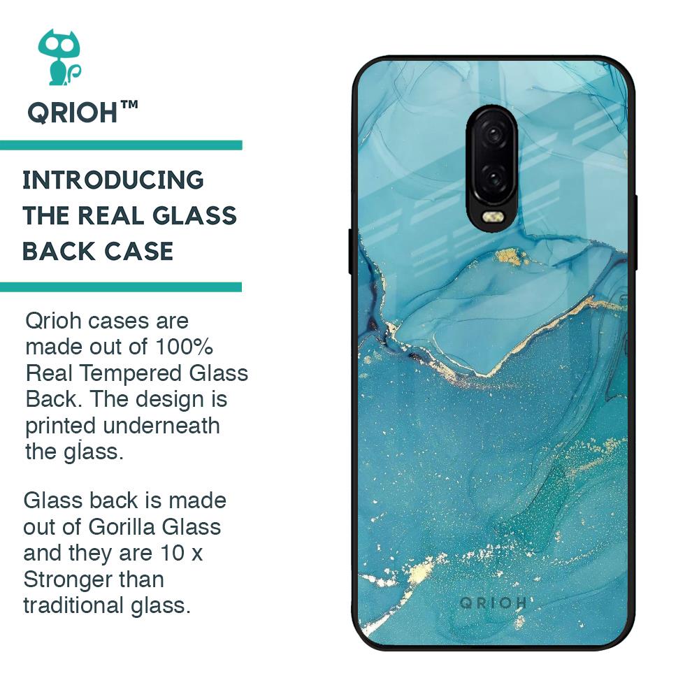 Blue Golden Glitter Glass Case for OnePlus 6T