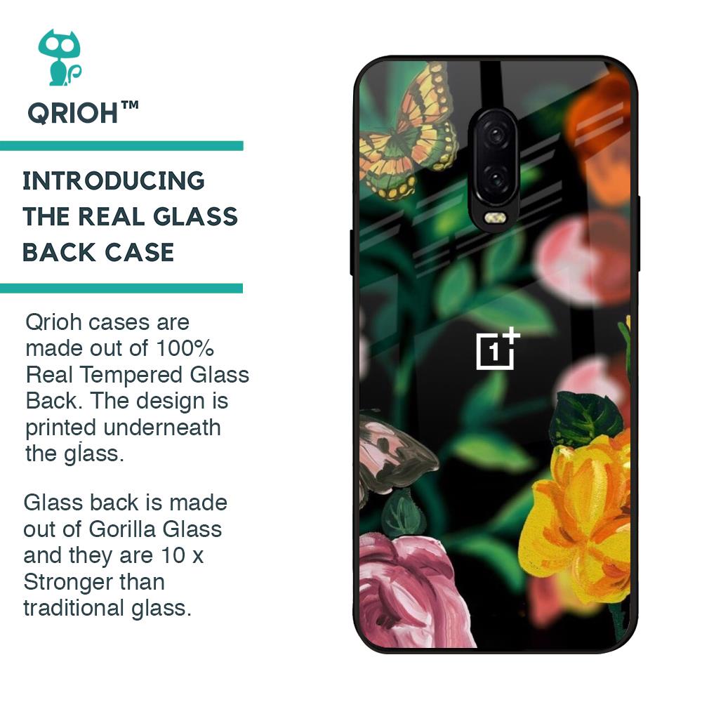 Flowers & Butterfly Glass Case for OnePlus 6T