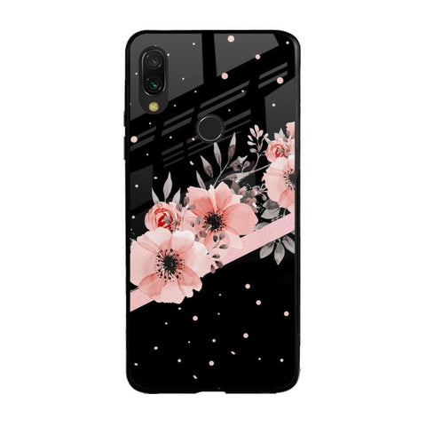 Floral Black Band Xiaomi Redmi Note 7 Glass Back Cover Online