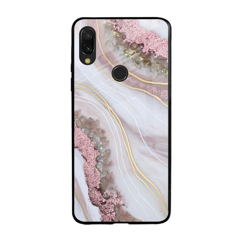 Pink & Gold Gllitter Marble Xiaomi Redmi Note 7 Glass Back Cover Online
