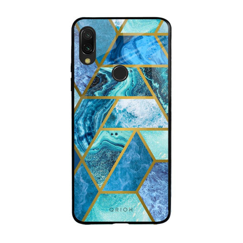 Turquoise Geometrical Marble Xiaomi Redmi Note 7 Glass Back Cover Online