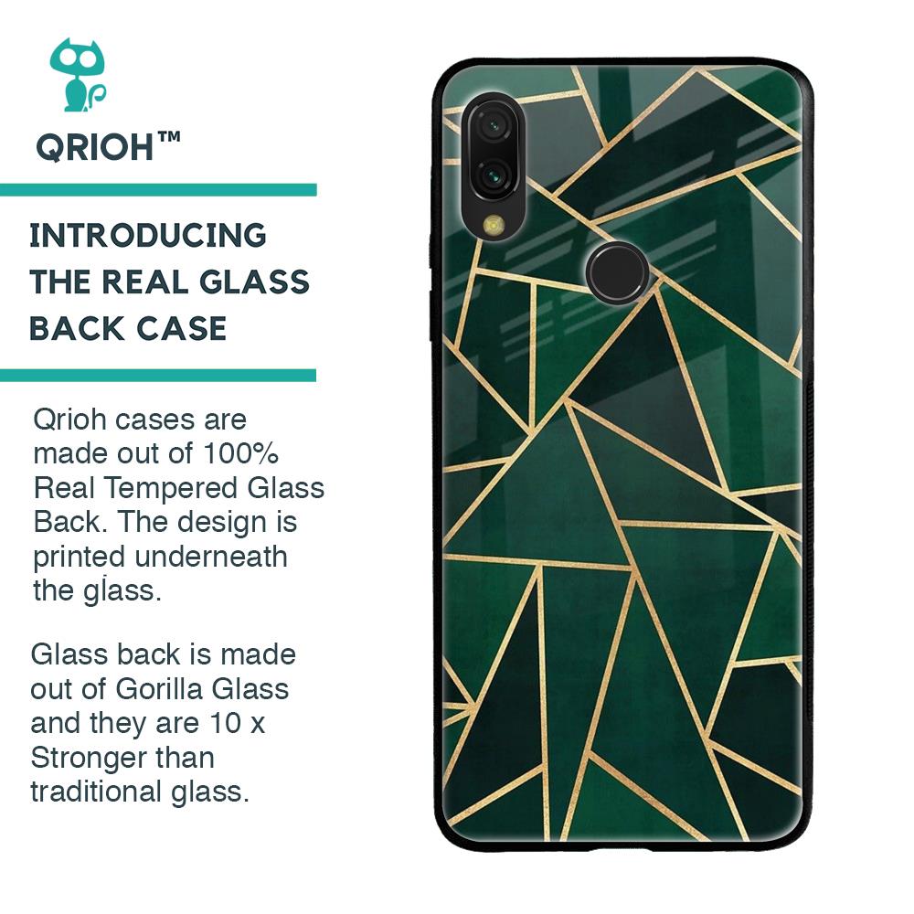 Abstract Green Glass Case For Xiaomi Redmi Note 7