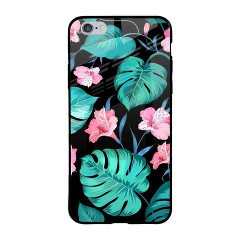 Tropical Leaves & Pink Flowers iPhone 6 Plus Glass Back Cover Online
