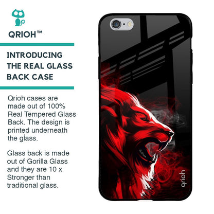 Red Angry Lion Glass Case for iPhone 6 Plus