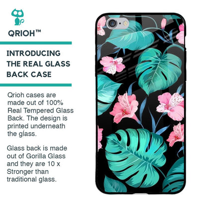 Tropical Leaves & Pink Flowers Glass case for iPhone 6 Plus