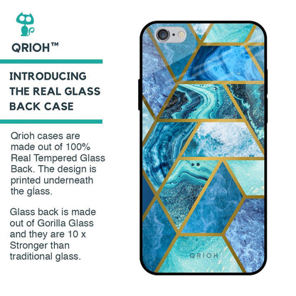 Turquoise Geometrical Marble Glass Case for iPhone 6 Plus