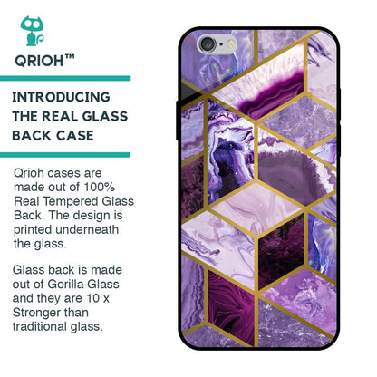 Purple Rhombus Marble Glass Case for iPhone 6 Plus