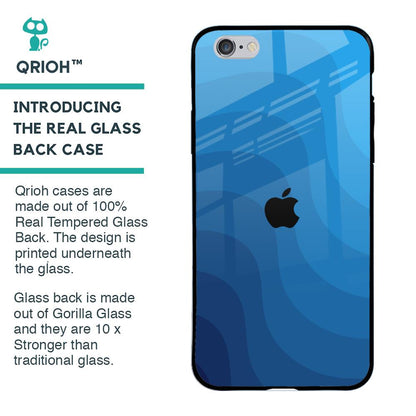 Blue Wave Abstract Glass Case for iPhone 6 Plus