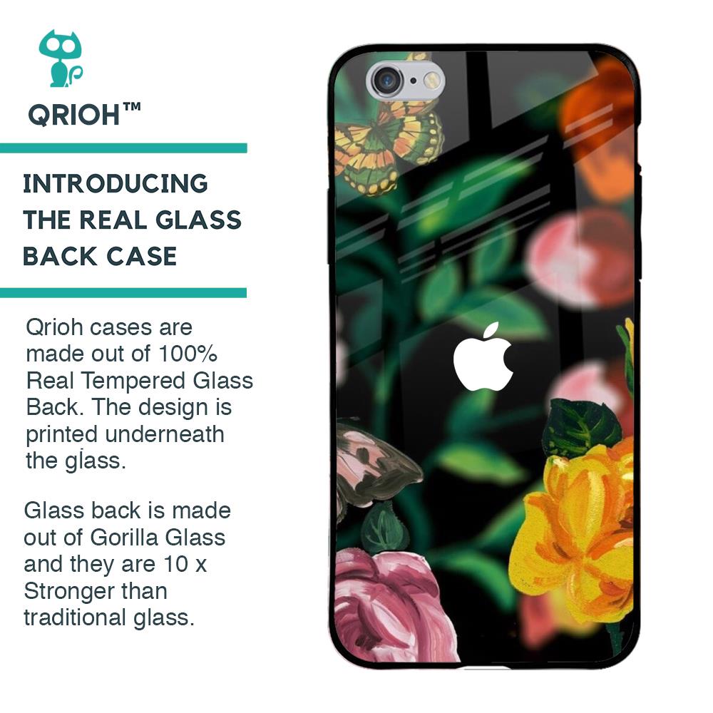 Flowers & Butterfly Glass Case for iPhone 6 Plus