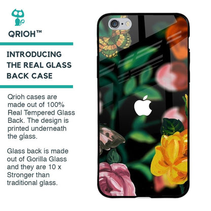 Flowers & Butterfly Glass Case for iPhone 6 Plus