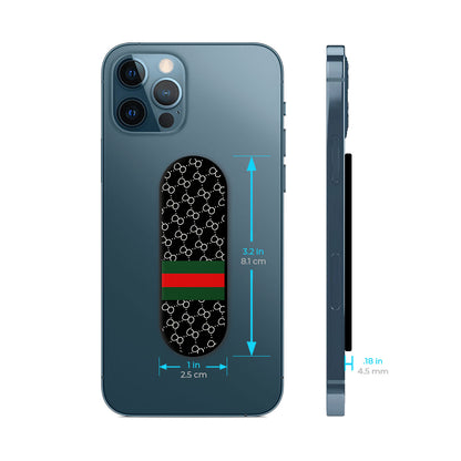 Branded Texture Glass case with Slider Phone Grip Combo
