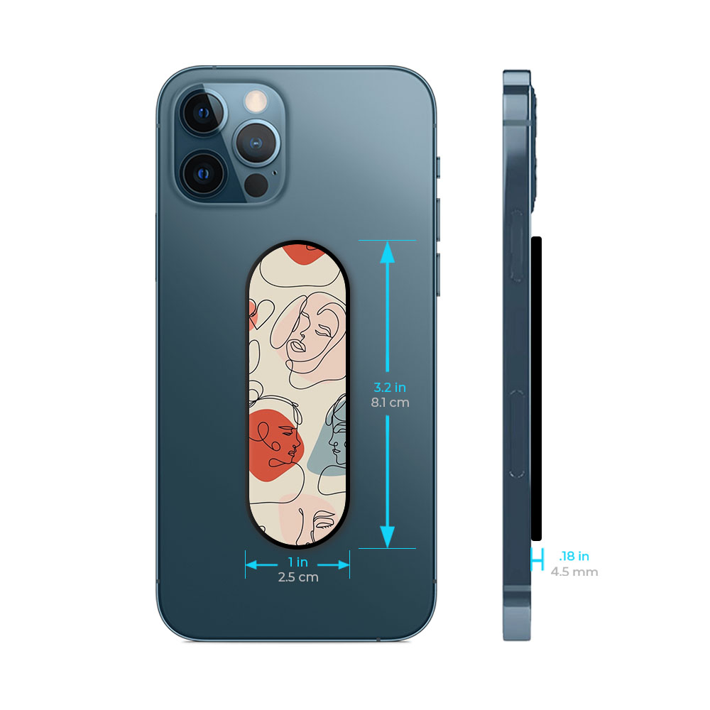 Abstract Faces Glass case with Slider Phone Grip Combo