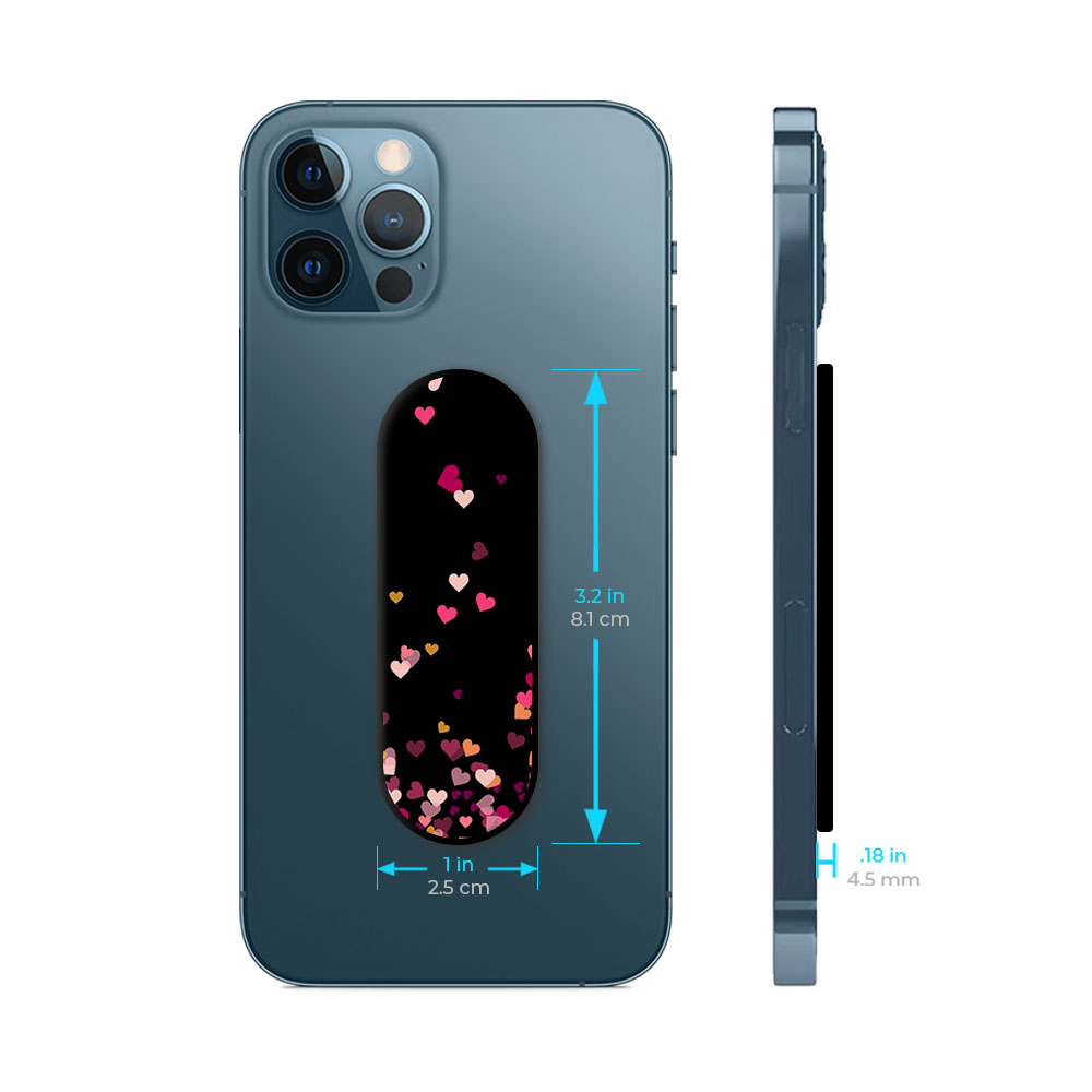 Heart Rain Fall Glass case with Slider Phone Grip Combo