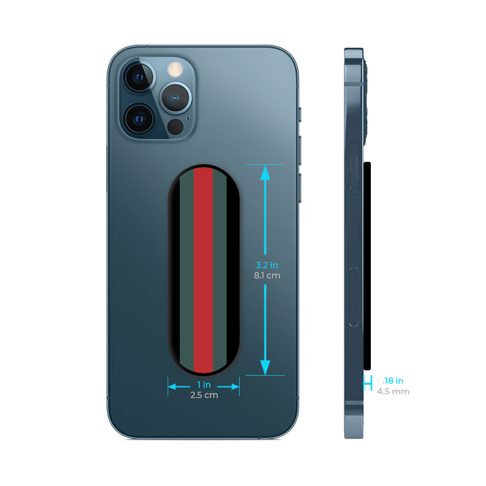 Branded Stripe Glass case with Slider Phone Grip Combo