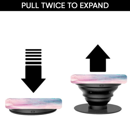 Pink Shale Marble Glass case with Square Phone Grip Combo