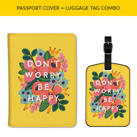 Be Happy Passport & Luggage Tag Combo