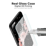 Floral Black Band Glass Case For Redmi Note 10T 5G