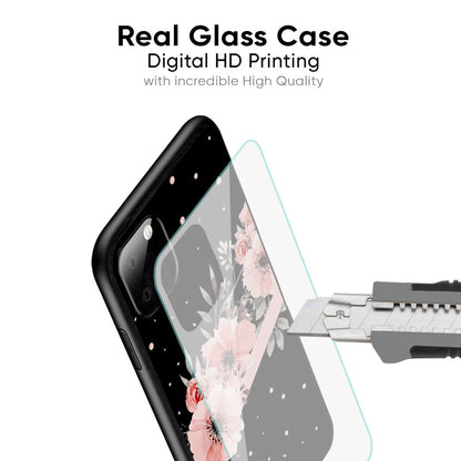 Floral Black Band Glass Case For iPhone XS Max