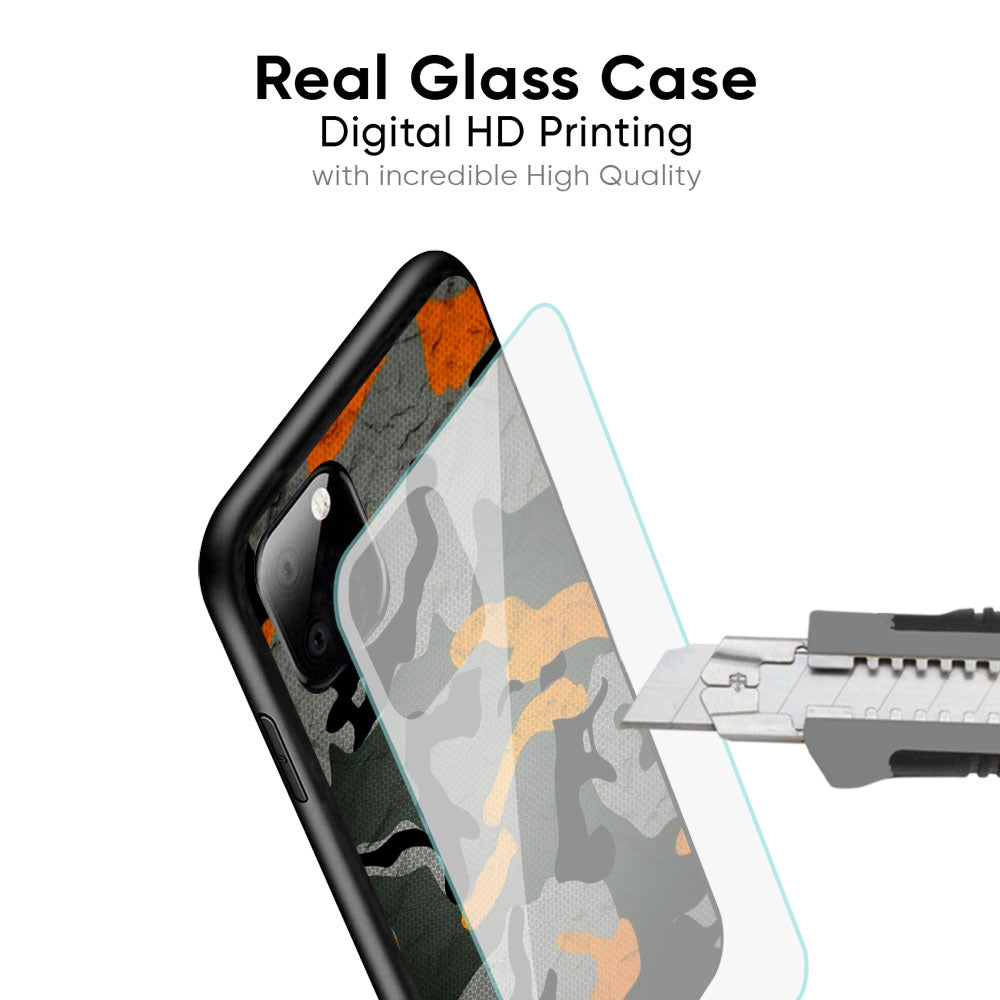 Camouflage Orange Glass Case For iPhone XS Max