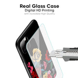 Floral Decorative Glass Case For Redmi 10 Prime