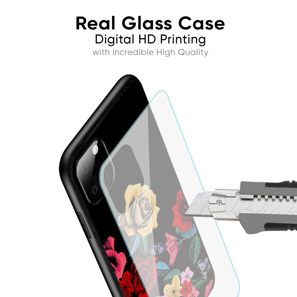Floral Decorative Glass Case For iPhone 13