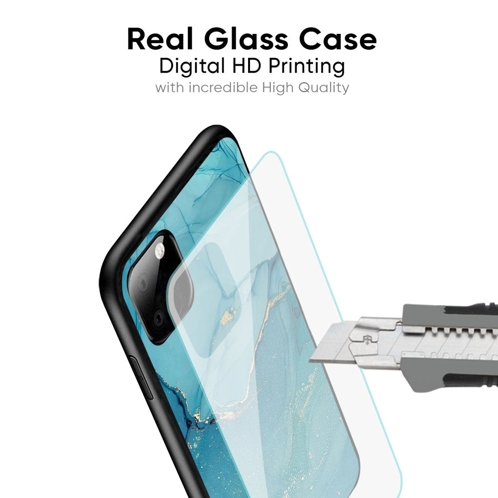 Blue Golden Glitter Glass Case for Vivo X50 Pro
