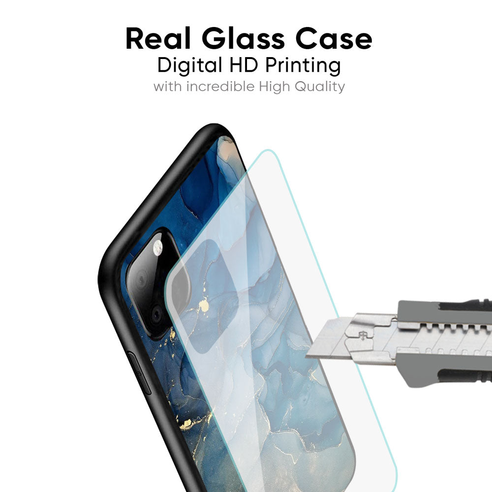 Blue Cool Marble Glass Case for Oppo Reno4 Pro