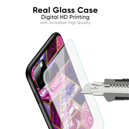 Electroplated Geometric Marble Glass Case for iPhone XS Max