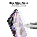 Purple Rhombus Marble Glass Case for Vivo X70 Pro