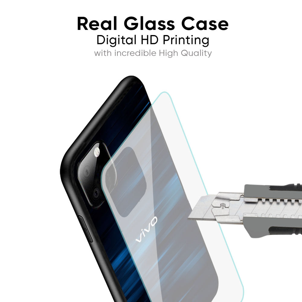 Blue Rough Abstract Glass Case for Vivo X50 Pro