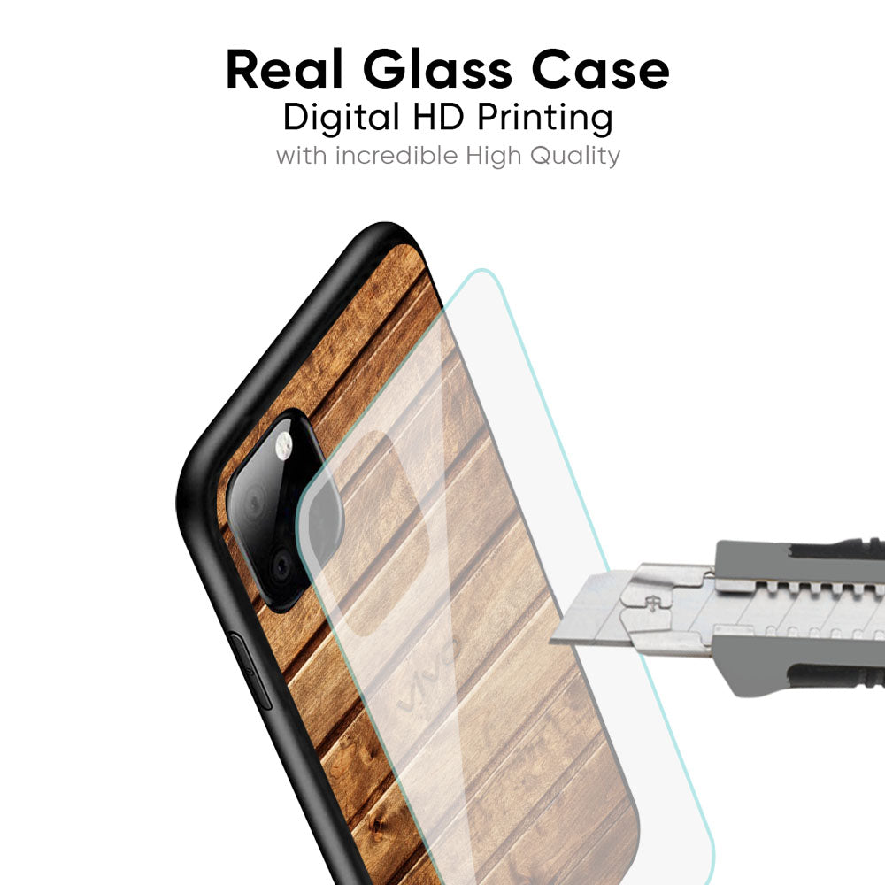 Wooden Planks Glass Case for Vivo X50 Pro